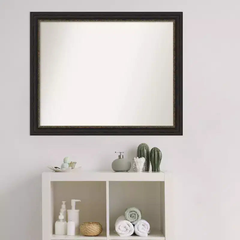 Amanti Art Accent Bronze Narrow Non-Beveled Bathroom Wall Mirror 25.5 x 31.5 in.