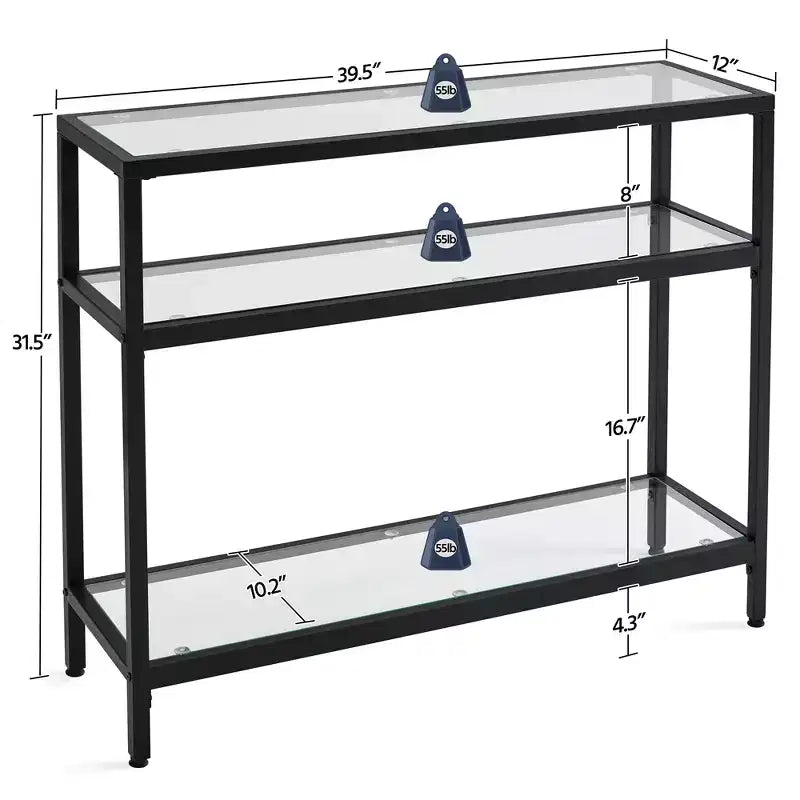 Yaheetech 3-layer Console Table Tempered Glass Porch Table