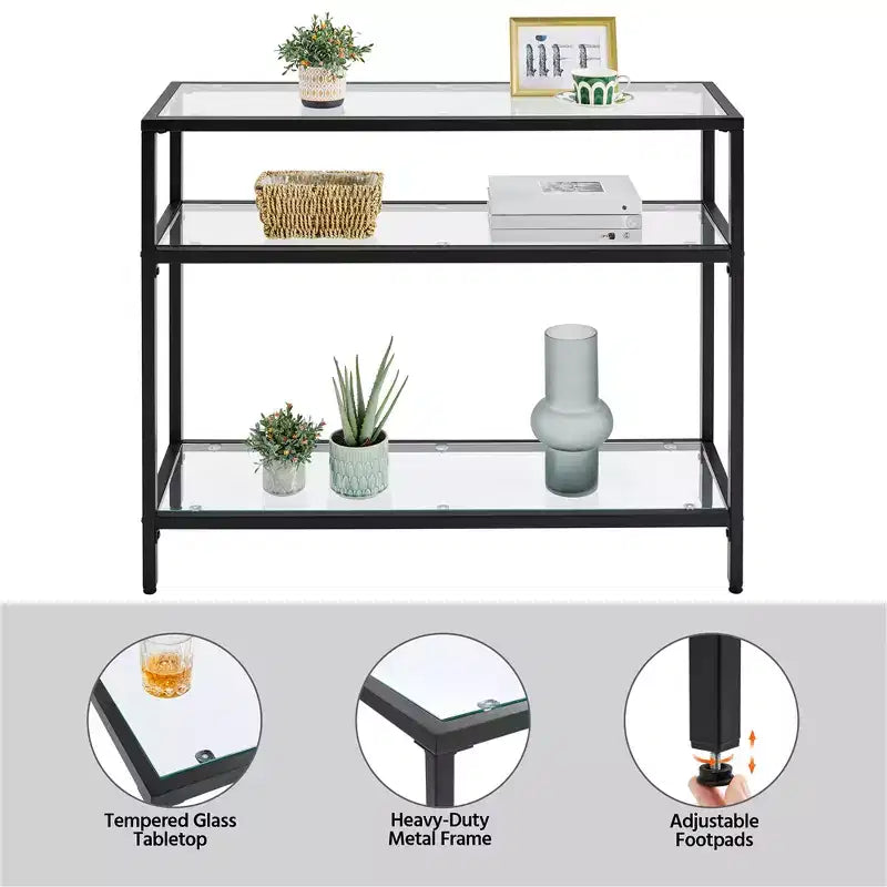 Yaheetech 3-layer Console Table Tempered Glass Porch Table