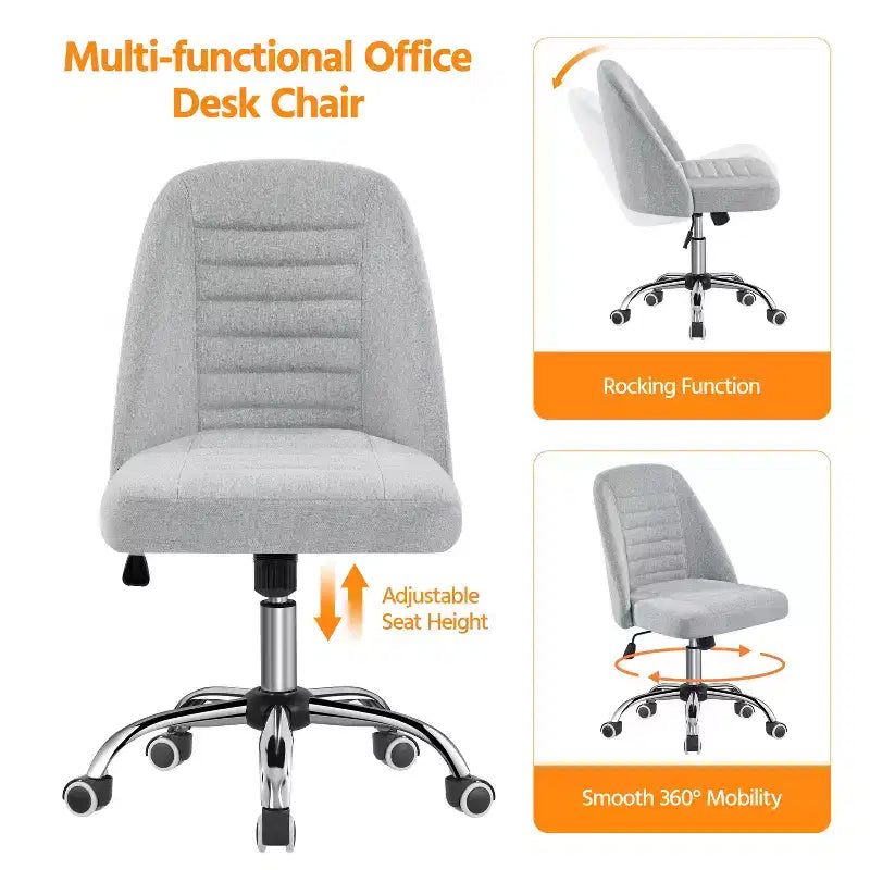 Yaheetech Faux Leather Mid Back Home Office Desk Chair with Chrome-plated Metal Base