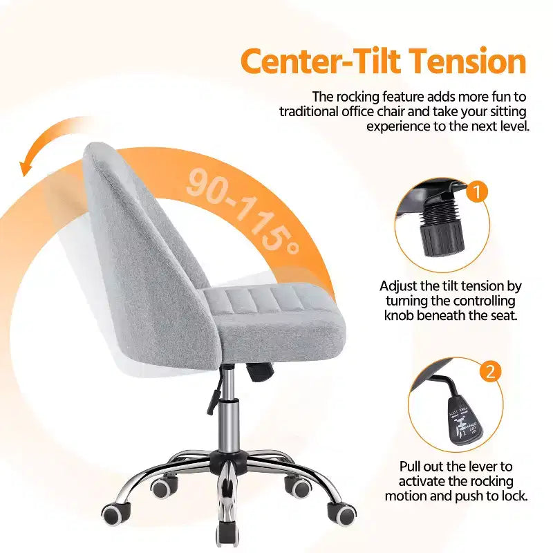 Yaheetech Faux Leather Mid Back Home Office Desk Chair with Chrome-plated Metal Base
