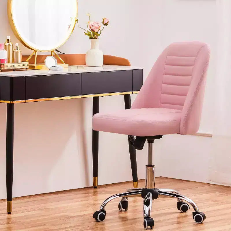 Yaheetech Faux Leather Mid Back Home Office Desk Chair with Chrome-plated Metal Base
