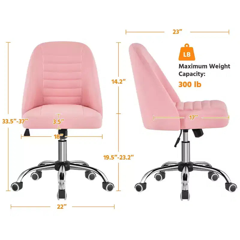 Yaheetech Faux Leather Mid Back Home Office Desk Chair with Chrome-plated Metal Base