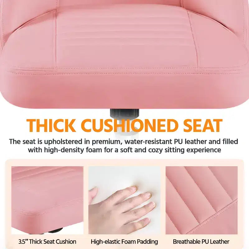 Yaheetech Faux Leather Mid Back Home Office Desk Chair with Chrome-plated Metal Base