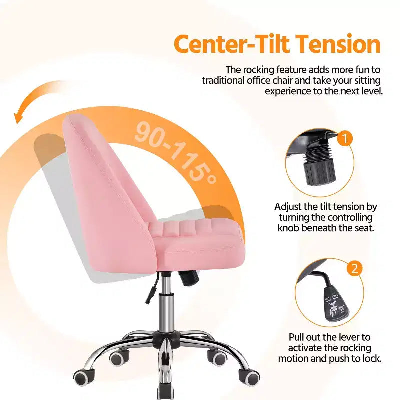 Yaheetech Faux Leather Mid Back Home Office Desk Chair with Chrome-plated Metal Base