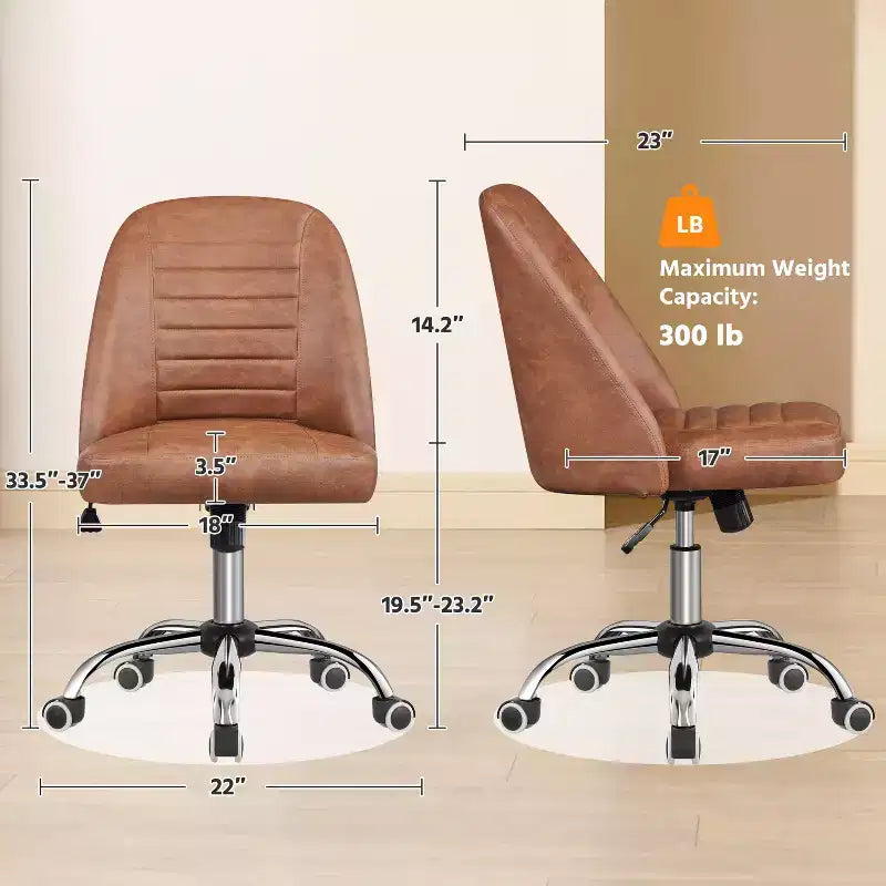 Yaheetech Faux Leather Mid Back Home Office Desk Chair with Chrome-plated Metal Base