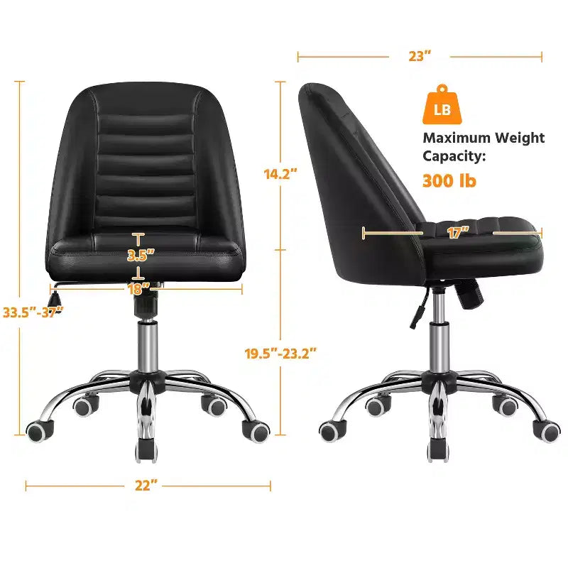 Yaheetech Faux Leather Mid Back Home Office Desk Chair with Chrome-plated Metal Base