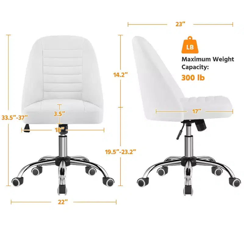 Yaheetech Faux Leather Mid Back Home Office Desk Chair with Chrome-plated Metal Base