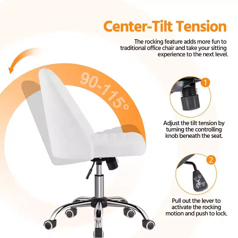 Yaheetech Faux Leather Mid Back Home Office Desk Chair with Chrome-plated Metal Base