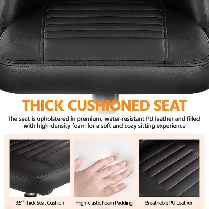 Yaheetech Faux Leather Mid Back Home Office Desk Chair with Chrome-plated Metal Base