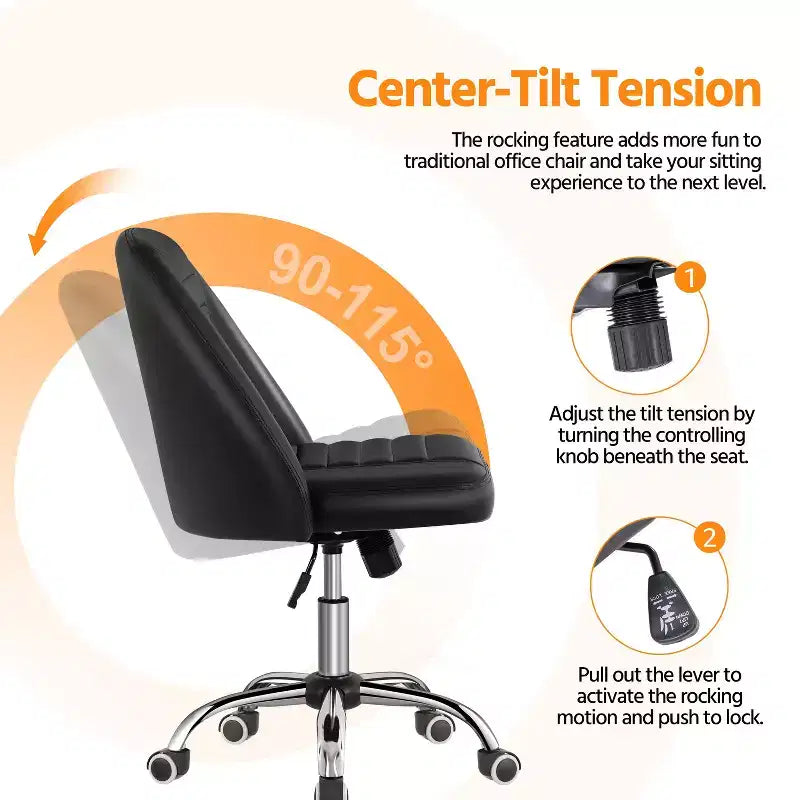 Yaheetech Faux Leather Mid Back Home Office Desk Chair with Chrome-plated Metal Base