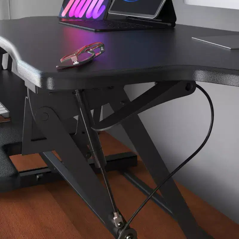 Mount-It! Height Adjustable Standing Desk Converter | 48 Wide Tabletop Sit Stand Desk Riser with Gas Spring | Stand Up Workstation Fits Dual Monitors