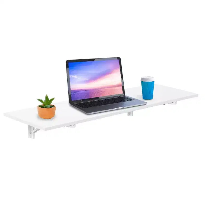 Mount-It! Heavy Duty Drop Down White Table, Wall Mounted Drop Leaf Tables, Collapsible, Folding Workbench for Home Office, Laundry Room, Garage
