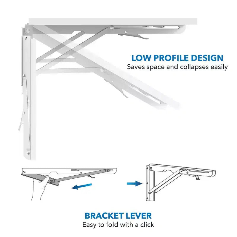 Mount-It! Heavy Duty Drop Down White Table, Wall Mounted Drop Leaf Tables, Collapsible, Folding Workbench for Home Office, Laundry Room, Garage