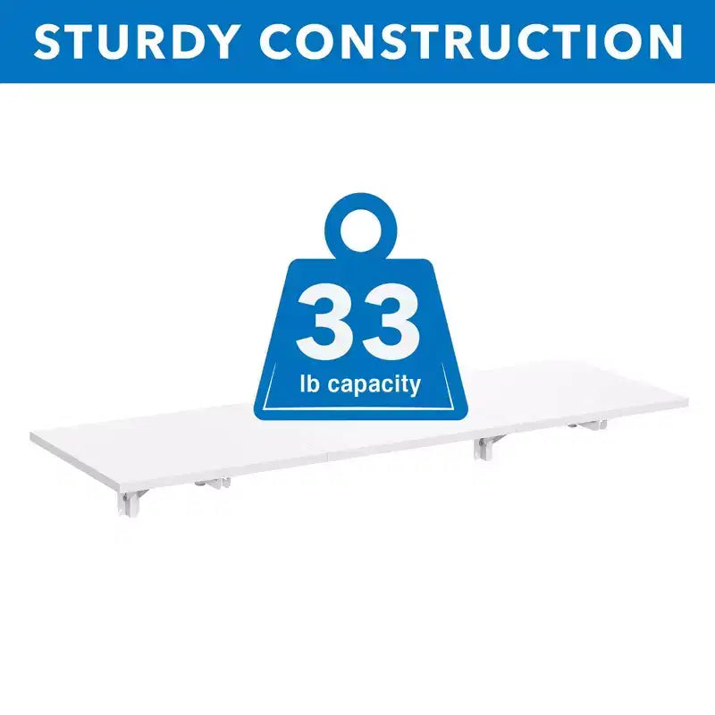 Mount-It! Heavy Duty Drop Down White Table, Wall Mounted Drop Leaf Tables, Collapsible, Folding Workbench for Home Office, Laundry Room, Garage
