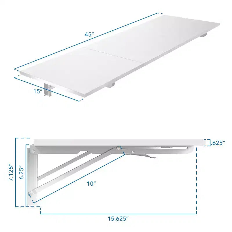 Mount-It! Heavy Duty Drop Down White Table, Wall Mounted Drop Leaf Tables, Collapsible, Folding Workbench for Home Office, Laundry Room, Garage