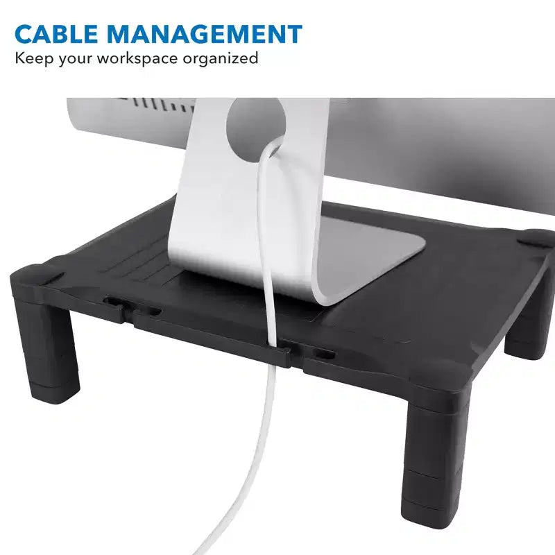 Mount-It! Monitor Riser with Drawer | Height Adjustable Monitor Stand with Sliding Three-Row Storage | Riser for Computer Screen, Printer, or Laptop