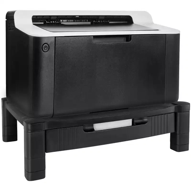 Mount-It! Monitor Riser with Drawer | Height Adjustable Monitor Stand with Sliding Three-Row Storage | Riser for Computer Screen, Printer, or Laptop