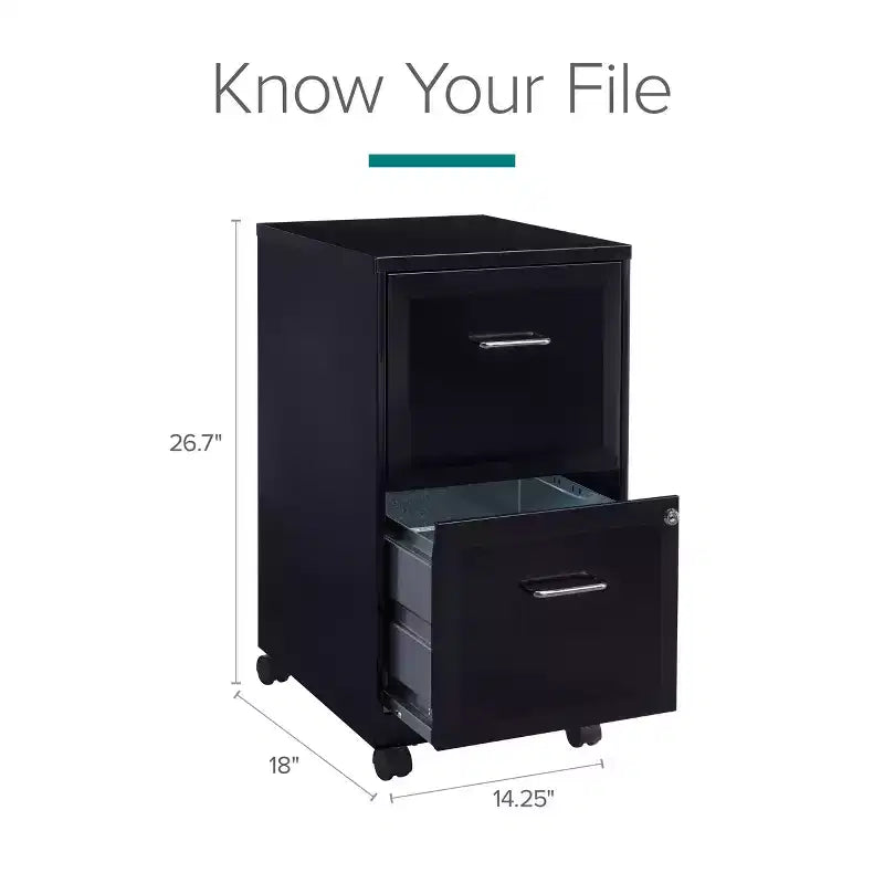 Space Solutions 18 Deep 2 Drawer Mobile Letter Width Vertical File Cabinet