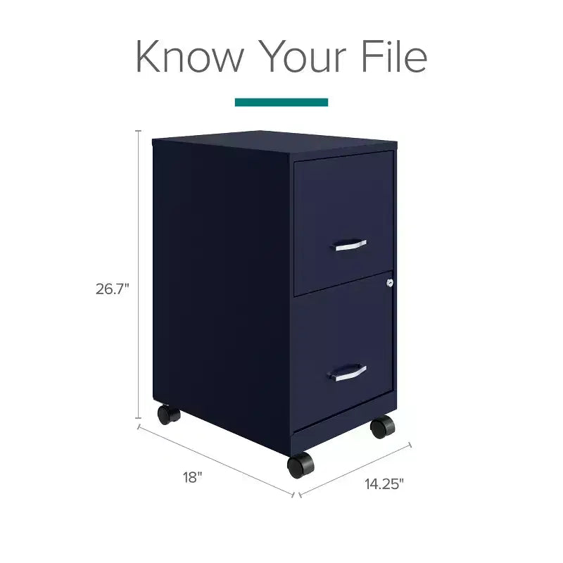 Space Solutions 18 Deep 2 Drawer Mobile Letter Width Vertical File Cabinet