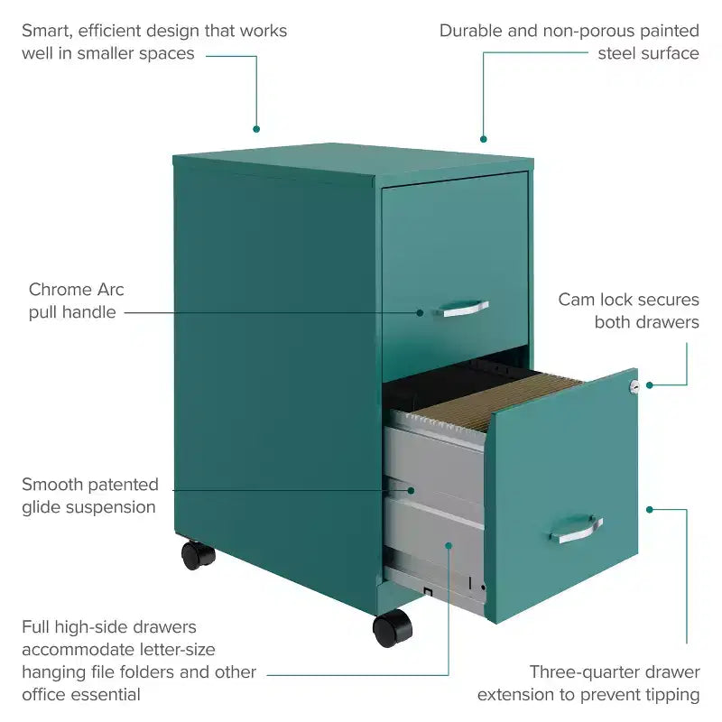 Space Solutions 18 Deep 2 Drawer Mobile Letter Width Vertical File Cabinet
