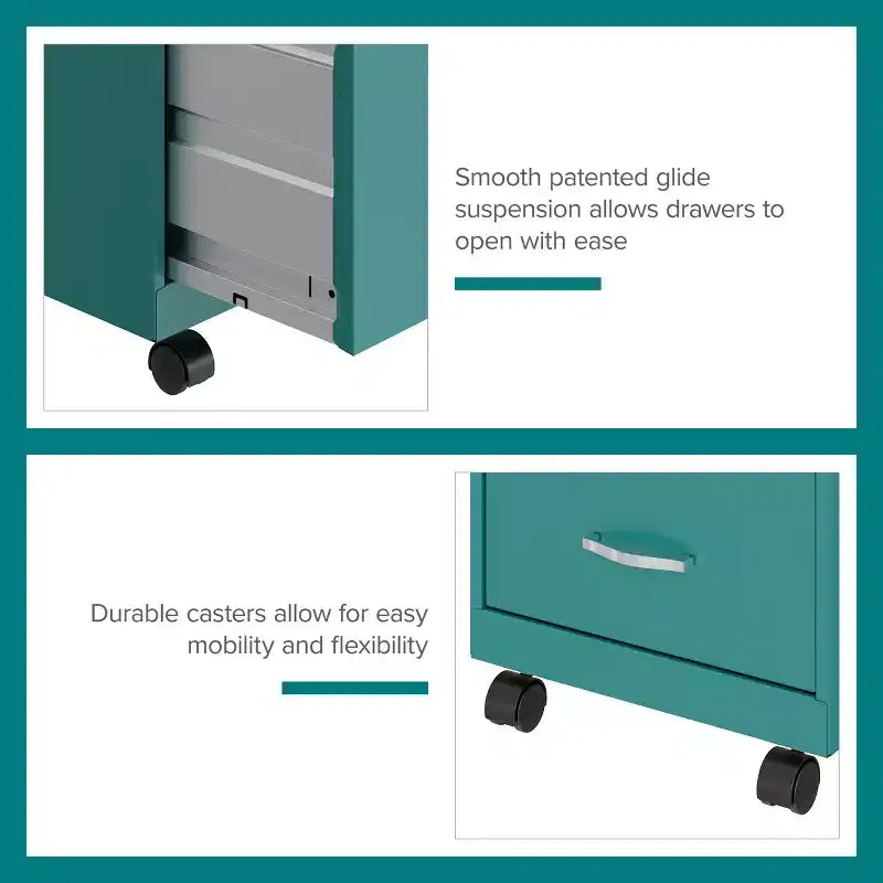 Space Solutions 18 Deep 2 Drawer Mobile Letter Width Vertical File Cabinet