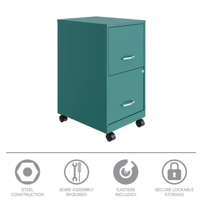 Space Solutions 18 Deep 2 Drawer Mobile Letter Width Vertical File Cabinet