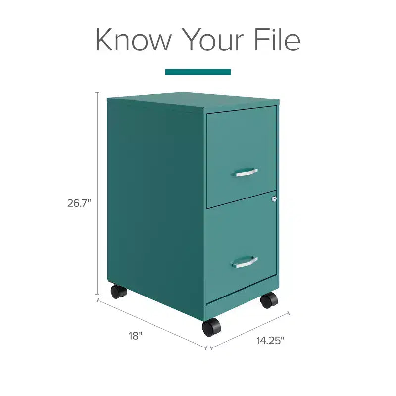 Space Solutions 18 Deep 2 Drawer Mobile Letter Width Vertical File Cabinet
