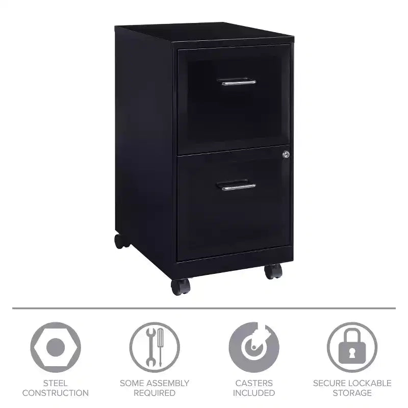 Space Solutions 18 Deep 2 Drawer Mobile Letter Width Vertical File Cabinet