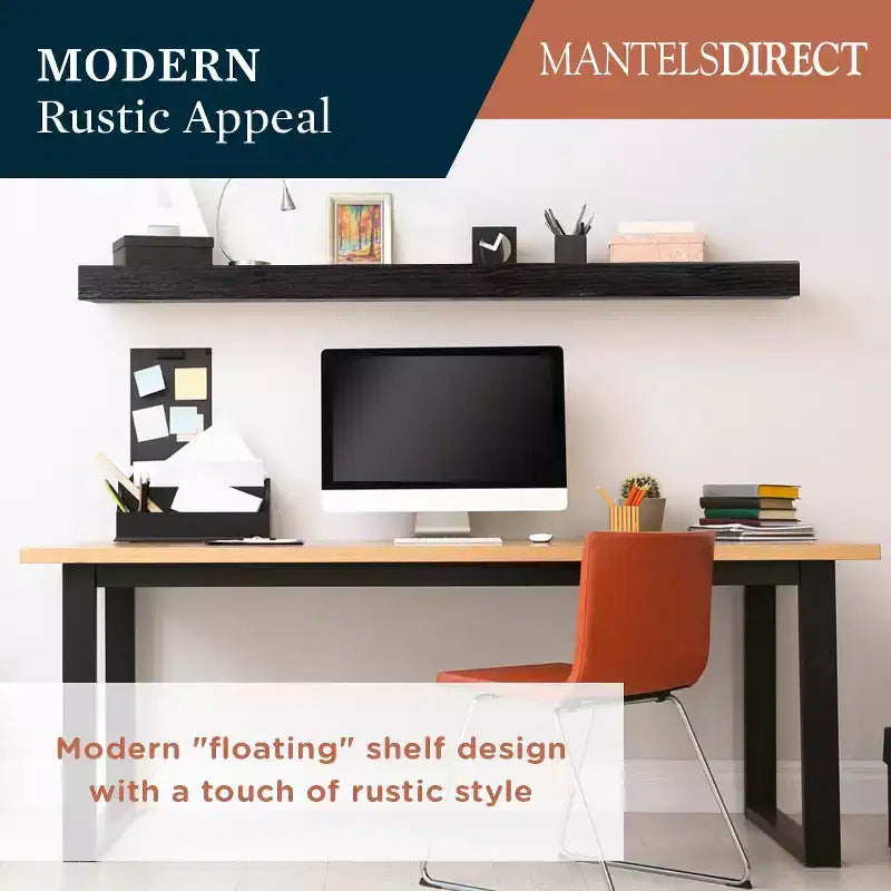 Modern Ember Vara Wood Mantel Shelf - Features Knots and Natural Distresssing