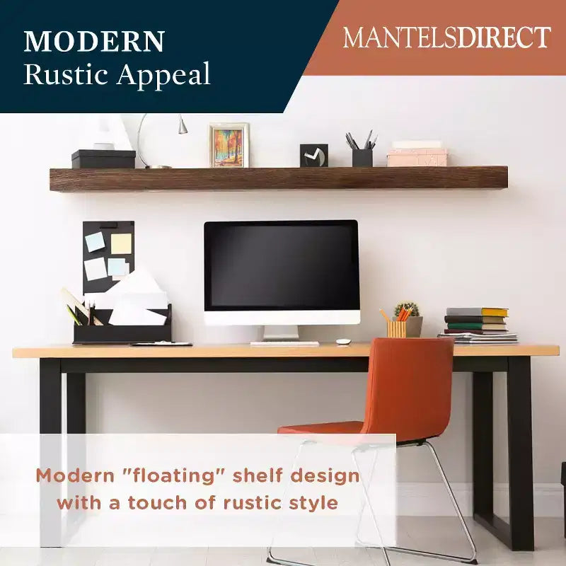 Modern Ember Vara Wood Mantel Shelf - Features Knots and Natural Distresssing