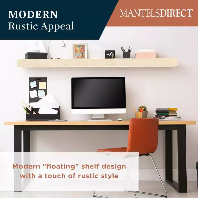 Modern Ember Vara Wood Mantel Shelf - Features Knots and Natural Distresssing