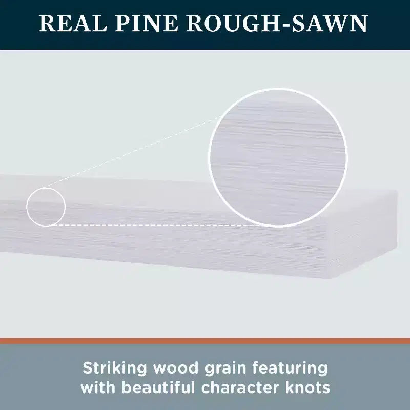 Modern Ember Vara Wood Mantel Shelf - Features Knots and Natural Distresssing
