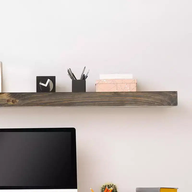 Modern Ember Vara Wood Mantel Shelf - Features Knots and Natural Distresssing