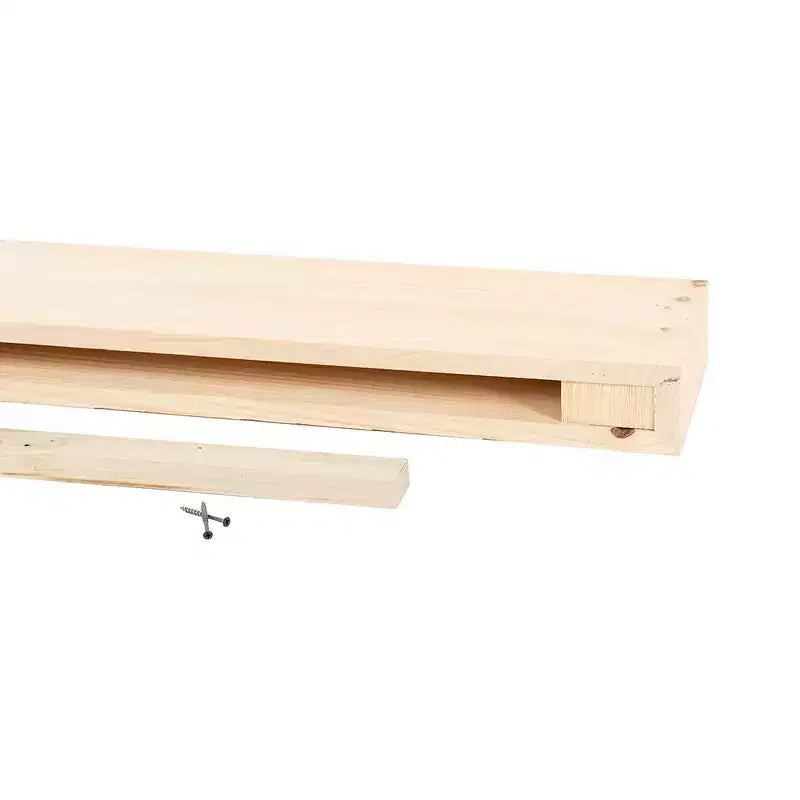 Modern Ember Vara Wood Mantel Shelf - Features Knots and Natural Distresssing