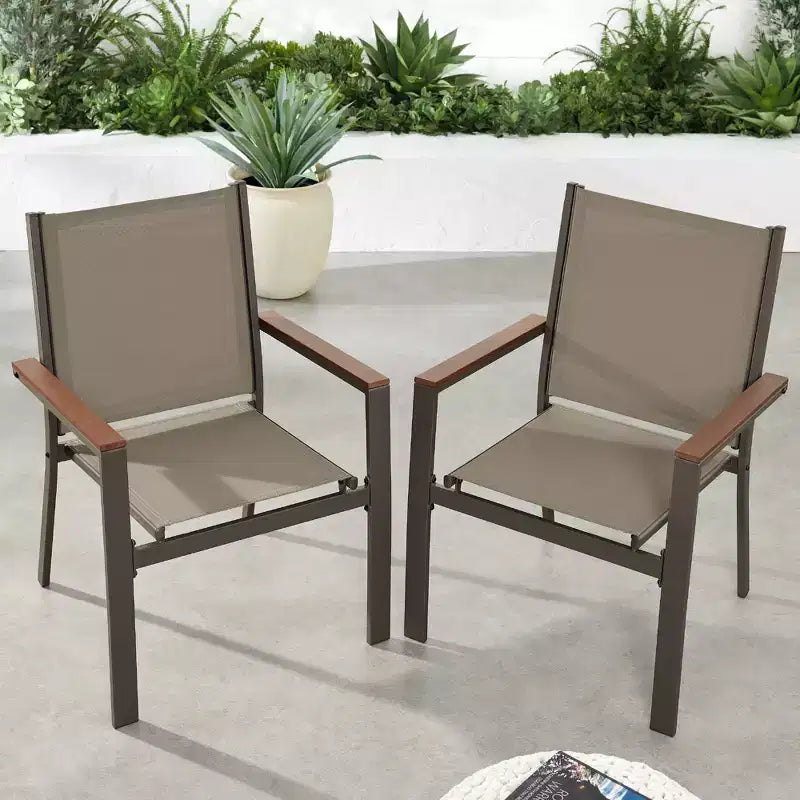 Best Choice Products Set of 2 Textilene Chairs, Conversation Dining Accent Furniture w/ Armrests