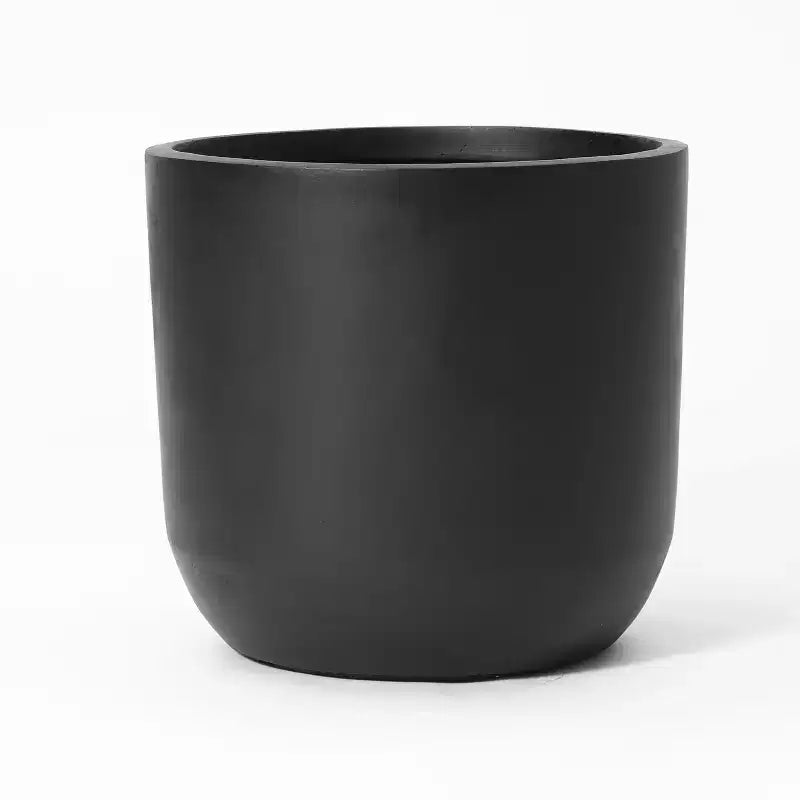 LuxenHome 14.6-Inch Round Smooth Finish Black MgO Planter