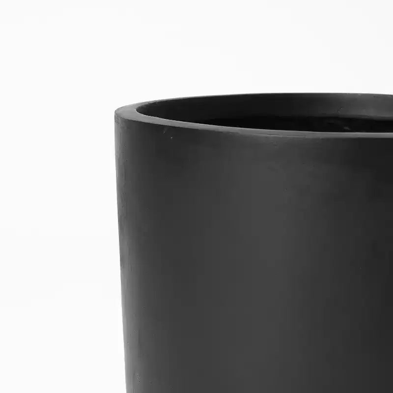 Jardinière ronde en MgO noir, finition lisse de 37,1 cm