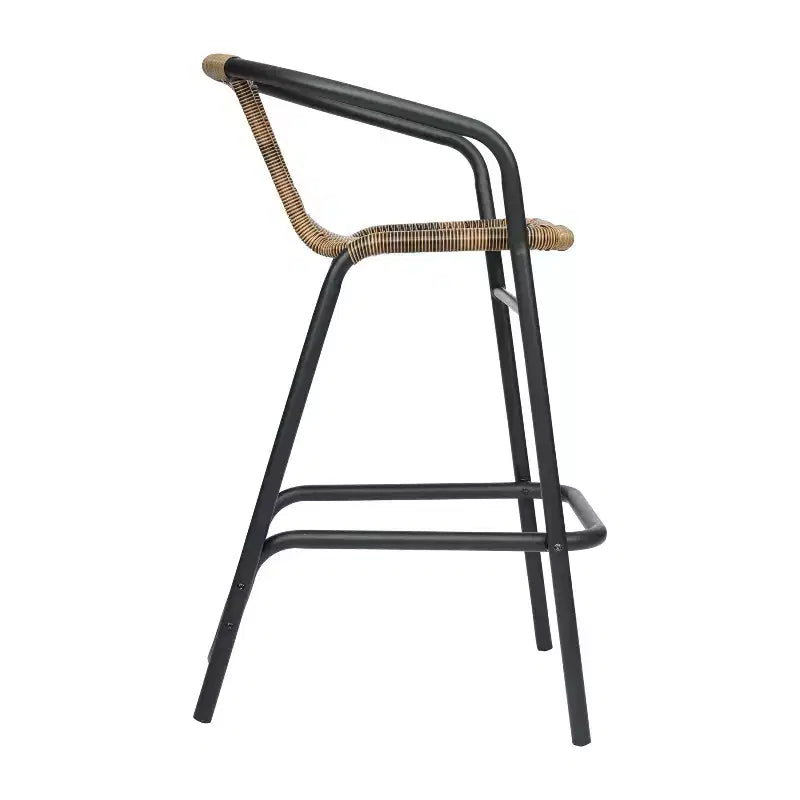 Tabouret de bar en rotin style restaurant, intérieur/extérieur