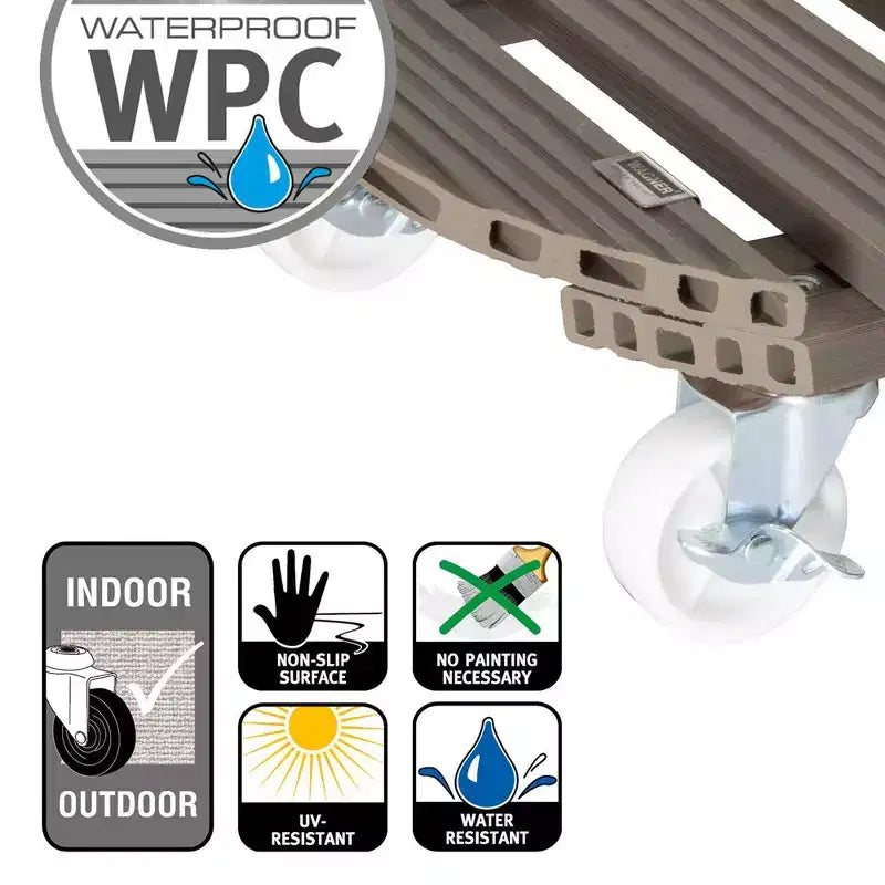 Support roulant rond pour plantes en bois composite (20 po)
