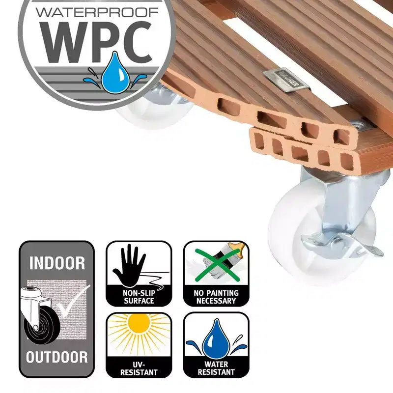 Support roulant rond pour plantes en bois composite (20 po)