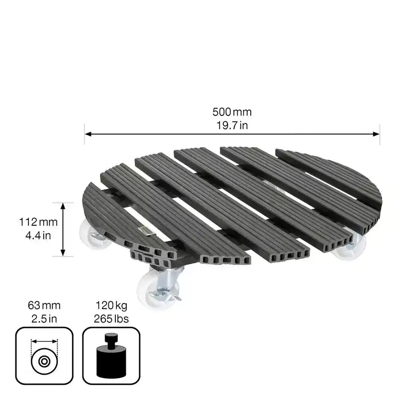 Support roulant rond pour plantes en bois composite (20 po)