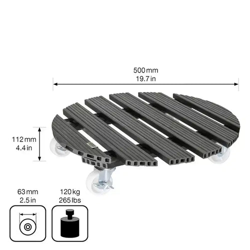 Support roulant rond pour plantes en bois composite (20 po)