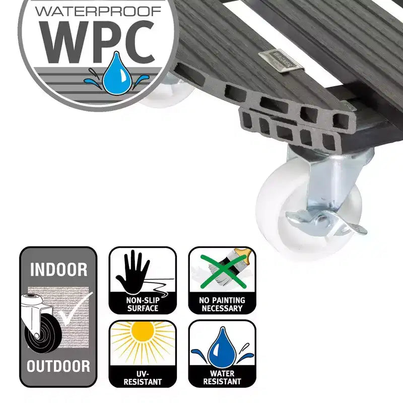 Support roulant rond pour plantes en bois composite (20 po)