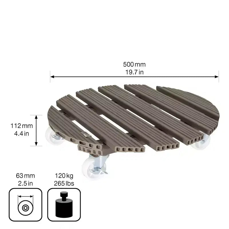 Support roulant rond pour plantes en bois composite (20 po)
