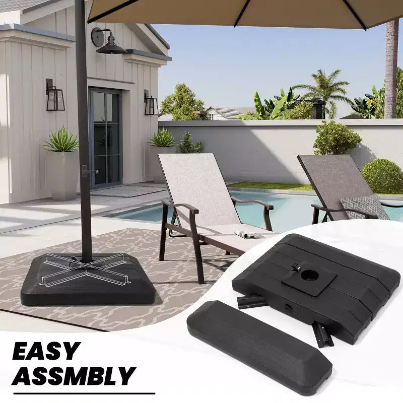 Parasol de terrasse déporté cantilever 360° à deux niveaux, de 3 mètres, avec base lestée