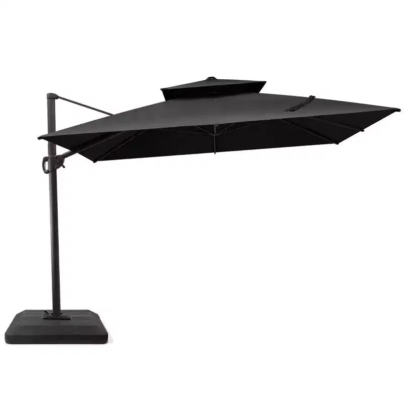 Parasol de terrasse déporté cantilever 360° à deux niveaux, de 3 mètres, avec base lestée
